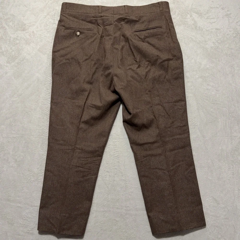 Vintage Pendleton Dress Pants Mens 38x25 Brown Wool Pleated Straight Leg USA 70s